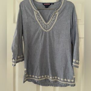 Vineyard Vines 100% Linen Light Blue Tunic Sz Small